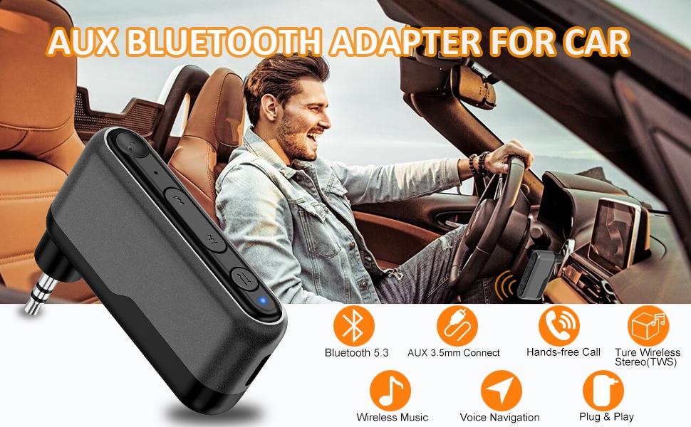 Bluetooth-compatible Wireless Receiver, Car Audio Adapter, 3.5mm Aux Interface, Plug-And-Play, Home Theater, Speakers, Dual Device TWS