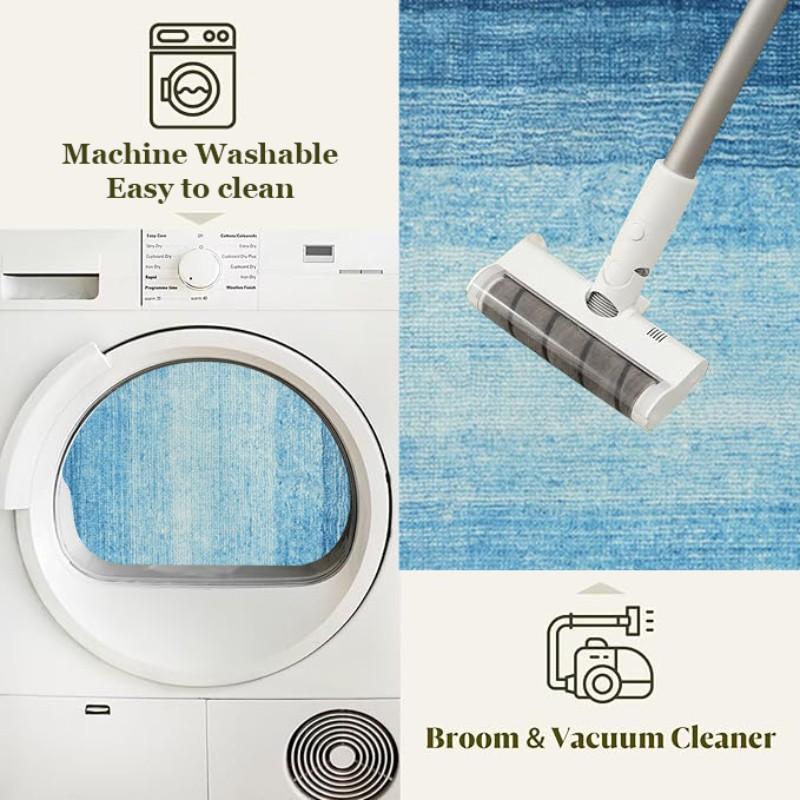 Gradient Blue Pattern Rug, Indoor Outdoor Easy Clean Soft Durable Rug, Ideal for Living Room Bedroom Dining Hallway Entrance, Perfect Home Decor and Valentine's Day Decoration, Decorative Rug, Patio Rug