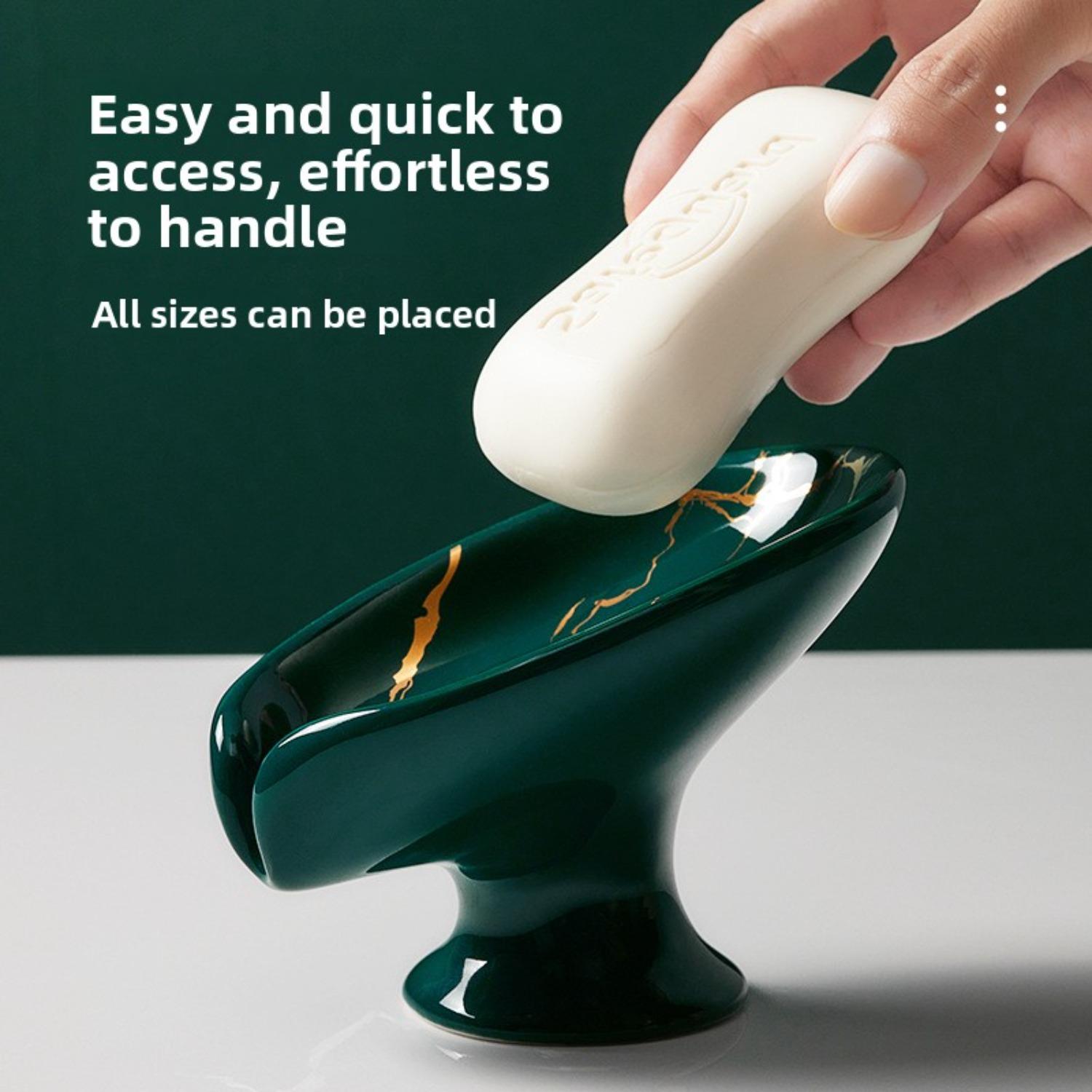 PrimPick Creative Marble Pattern Soap Dish, Drain SoapTray, Soap Saver, Soap Dish Holder, Bathroom Accessories