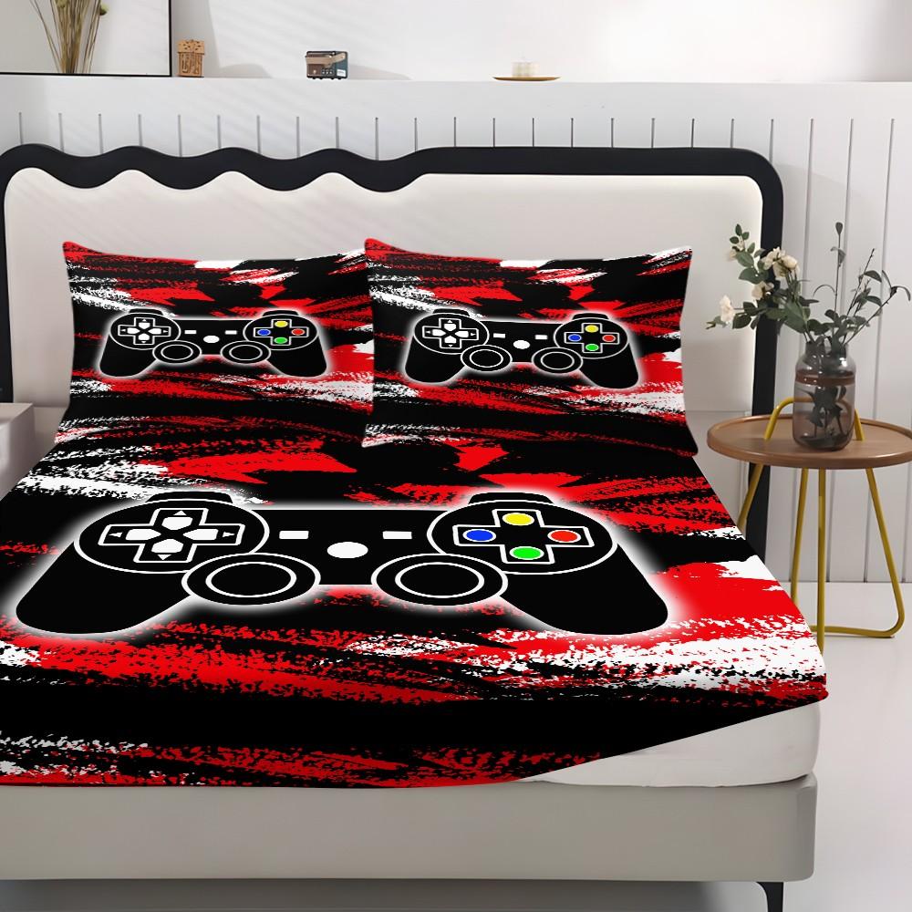 Gaming Controller Bed Sheet Set, High-Quality Fabric, All-Season Lightweight, Trendy Bedroom Linen, Comfortable Sleep, No Padding