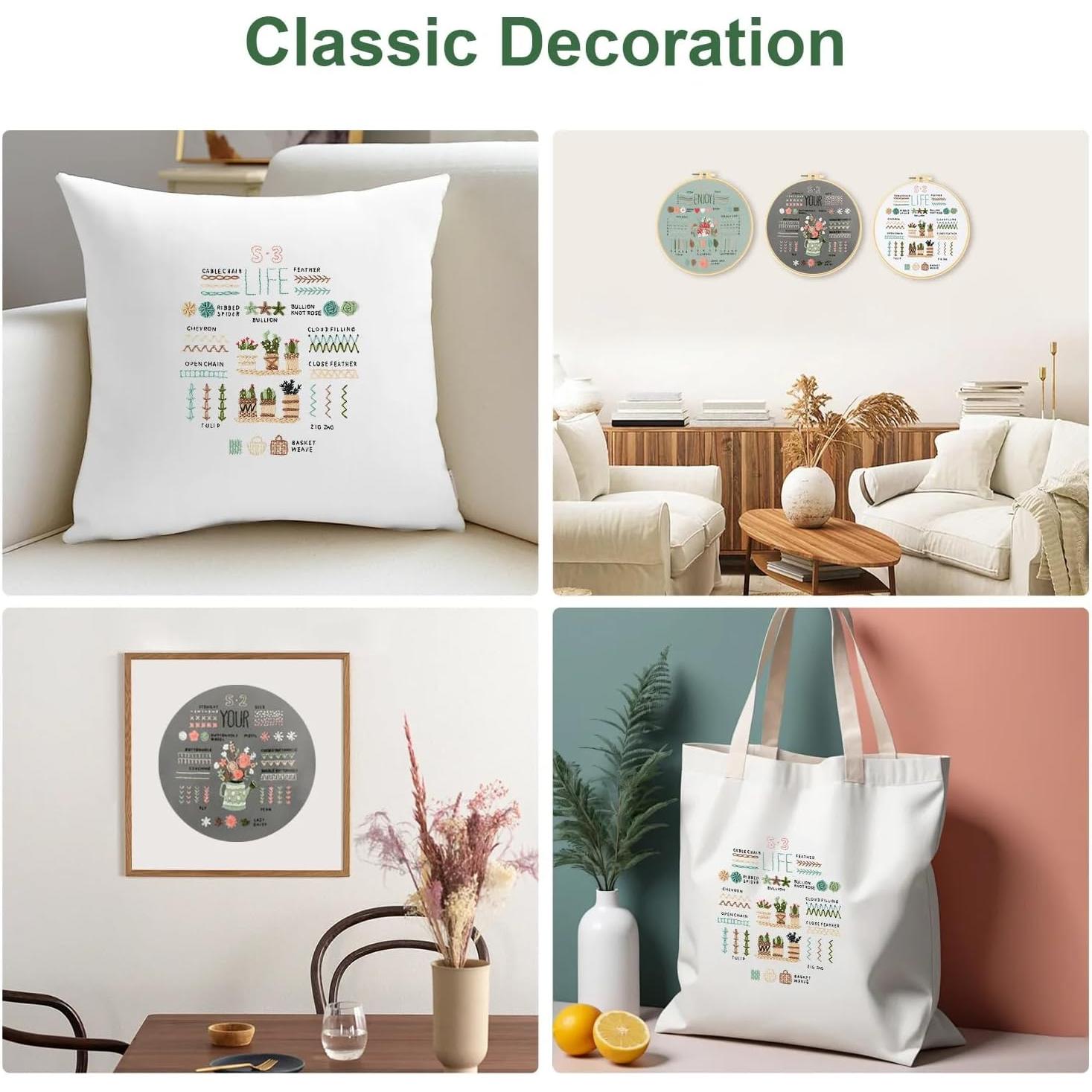 3 Sets Embroidery Kit for Beginners Adults - Learn 34 Basic Stitches, Hand Embroidery & Needlepoint  Stitch Kit with Patterns, Hoop, Threads & Tools, DIY Craft Kit with Video Instructions