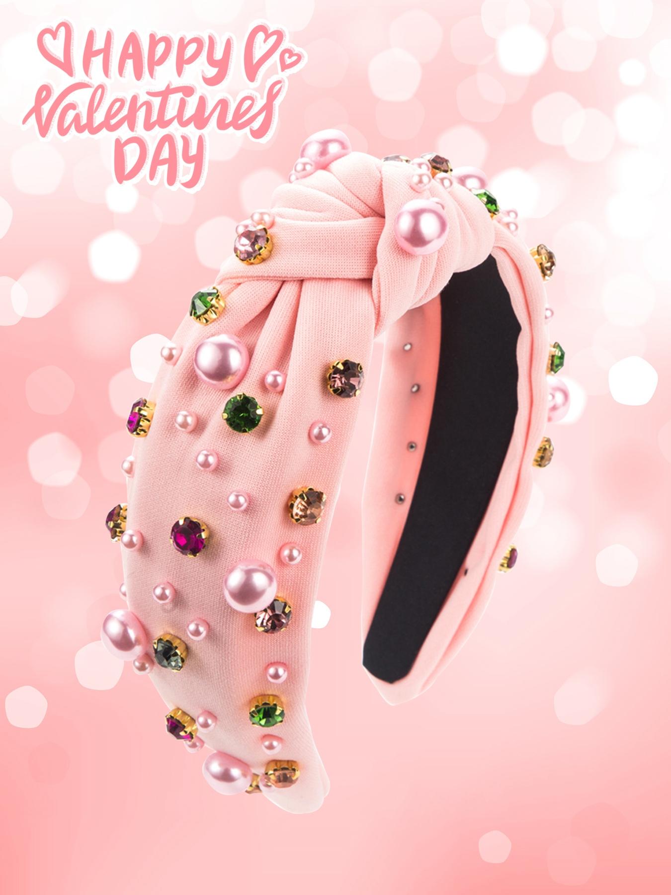 Valentine's Day gift 1pc women's sweet headband, elegant pearl hair accessory, suitable for Valentine's Day gifts, Mother's Day gifts, sweet pressed hair headband, afternoon tea, parties, vacation trips, daily leisure hair accessories