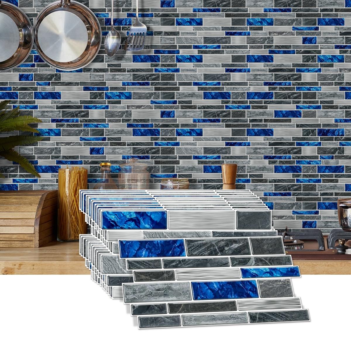 Simulation Marble Splicing Models Tile Wall Stickers, Self-Adhesive Waterproof Wallpaper, Bathroom & Kitchen Wall Decoration