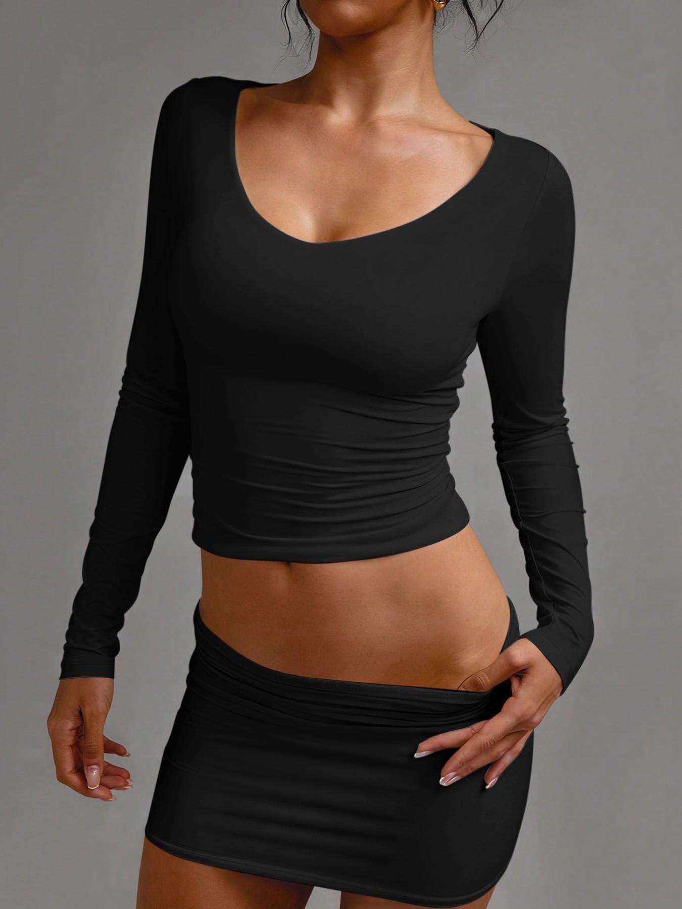 Women's Spring Summer Knitted Plain Low Waist Short Skirt, Fashionable Sexy Bodycon Versatile Skirt, Suitable for Daily Home Holiday Vacation