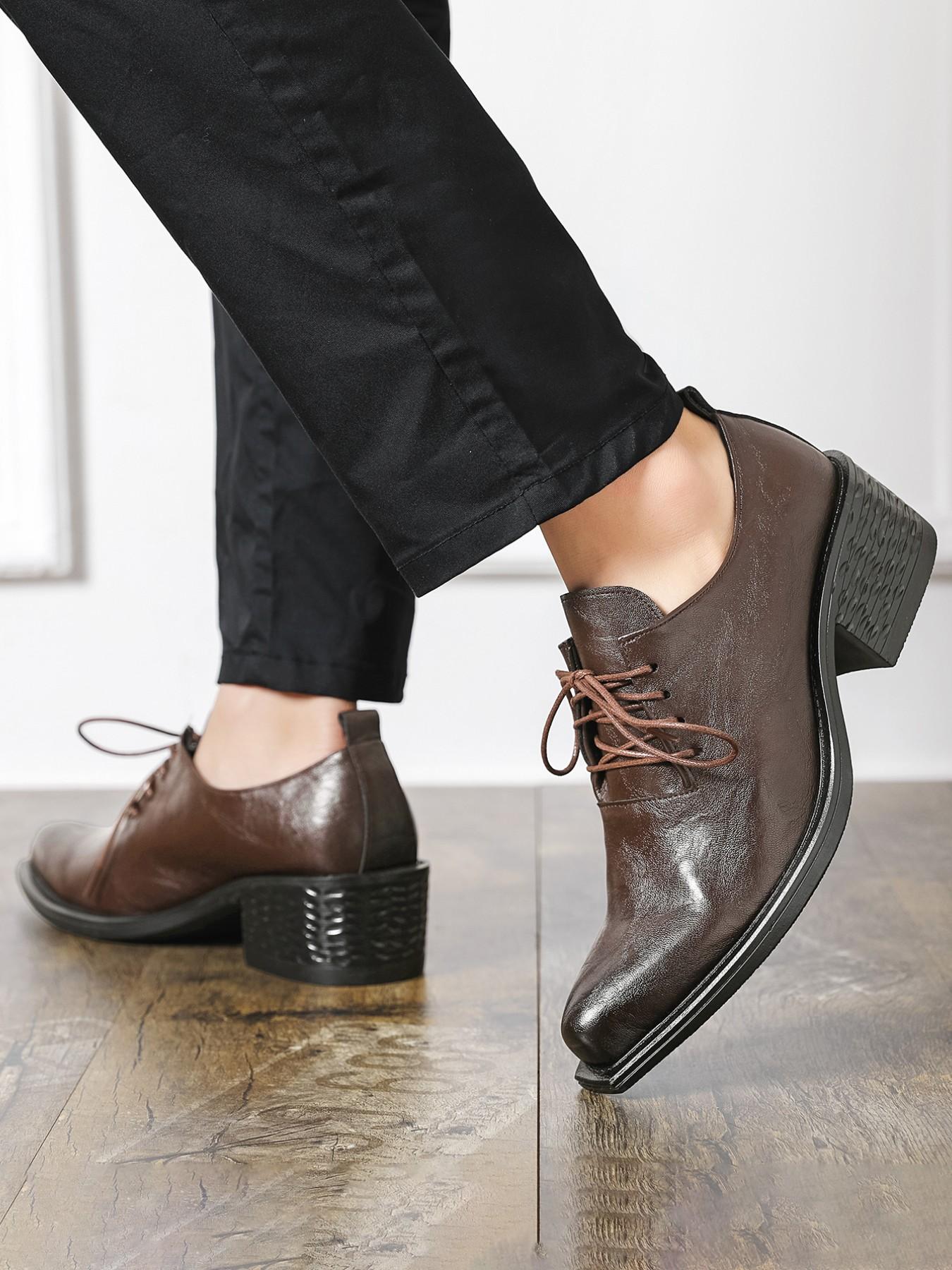 Men's New Business Casual Derby Shoes, Retro Thick Heel, Height Increase, Stylish Office Shoes, Comfortable Daily Wear