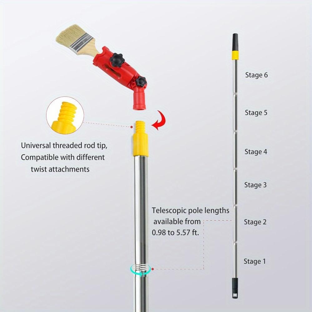 1 Set Multi-Angle Paint Brush Extender with Rotating Head Extension Rod - Handheld Painting Tool for High Ceilings, Windows, Walls, Corners & Edges - Adjustable Rotating Head for Precise Angle Control