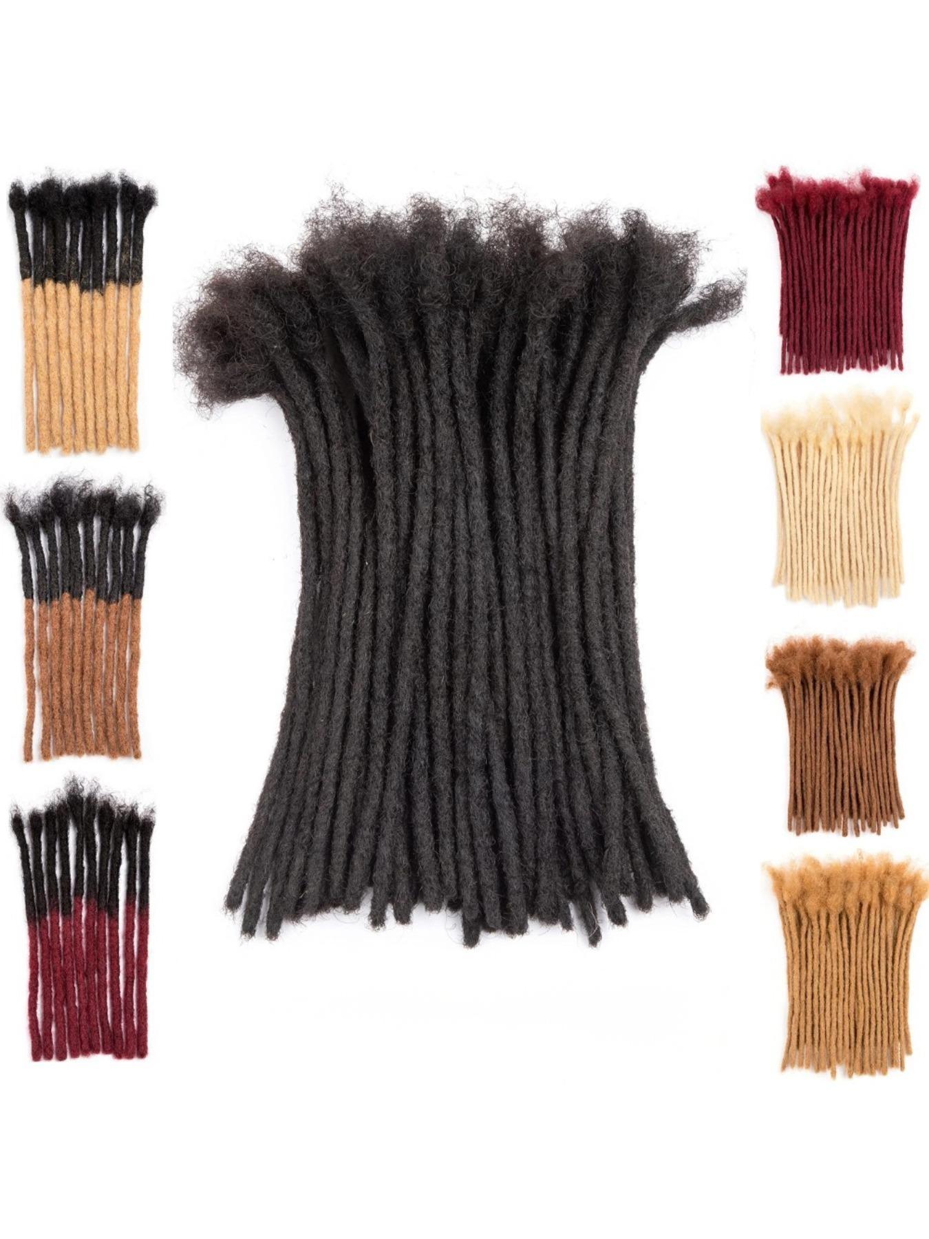 Handmade Human Hair Dreadlocks,0.6cm Dreadlock Extension 100% Full Handmade Permanent Dreadlock Extension for Women/Men/Kids Can Be Dyed Bleached  (0.6cm #1B/27, #1B/30#, 1B/99J#,27#, 30#, #99j, 4-16 inch 10-60 Strands)