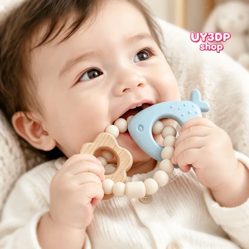 Baby Silicone Teething Wristband Teether, Food Grade Soft Molar Chewing Toy, Infant Soothing Chewable Bracelet, Gum Sore Relief Teething Accessory for Daily Home Use