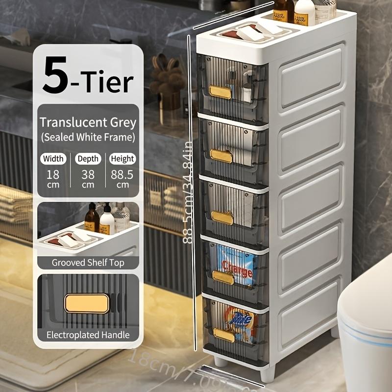 3/4/5/6-tier ultra-thin plastic storage cabinets, bathroom niche cabinets, high-capacity design bathroom storage cabinets, light luxury bathroom shelves, floor-standing shelves on the side of the toilet, storage cabinets