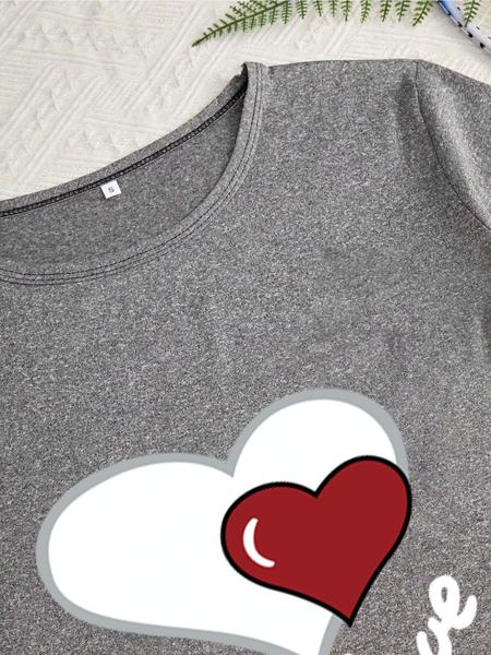 Women's Heart Print Pajama Set, Casual Fitted Sleepwear, All-Season Comfortable Nightwear, Three-Piece for Women, Loungewear