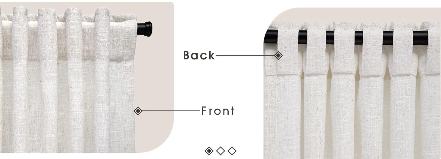 Inovaday 2pcs Linen Curtains for Living Room Bedroom, Unlined Curtains Drapes Back Tab Semi Sheer Privacy Curtains, Light Filtering Farmhouse Outdoorfun