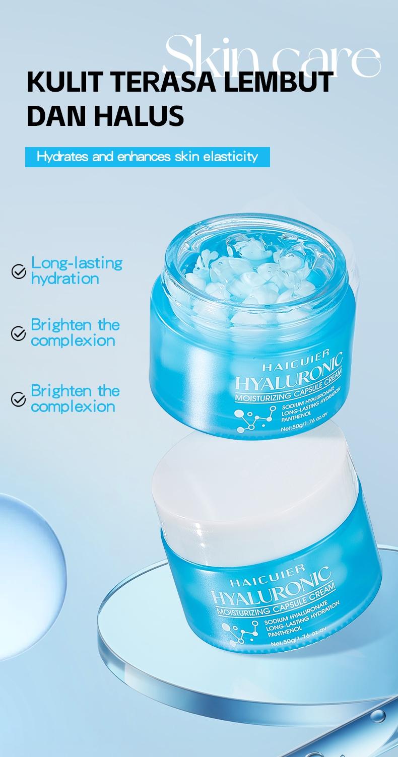 Hyaluronic Acid Moisturizing Blue Capsule Face Cream, Deep Hydration, Brightening, Smooths Dry Skin, Ideal Gift for Mother's Day