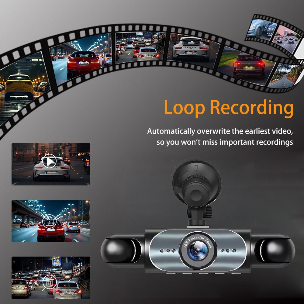 WHATOOK 4 Channel Car Dash Cam,1080P Car DVR with 64GB Memory Card,Car Video Surveillance with Night Vision,Parking Mode Car DVR Hd Screen Front Rear Left And Right dashcam