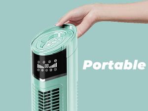 Antarctic Star Tower Fan 360°Oscillating Fan Quiet Cooling 24H Timer Remote Control Powerful Standing 8 Wind Speed 3 Wind Modes Ionizer Mode Bladeless Portable LED Display,Bedroom Office 47-Inch Green