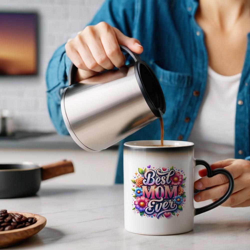 1pc Magical Color Changing Mug | 11oz Unique Heart Design, Perfect for Birthdays, Mother'S Day, Valentine'S Day, and Holiday Gifts - Ceramic