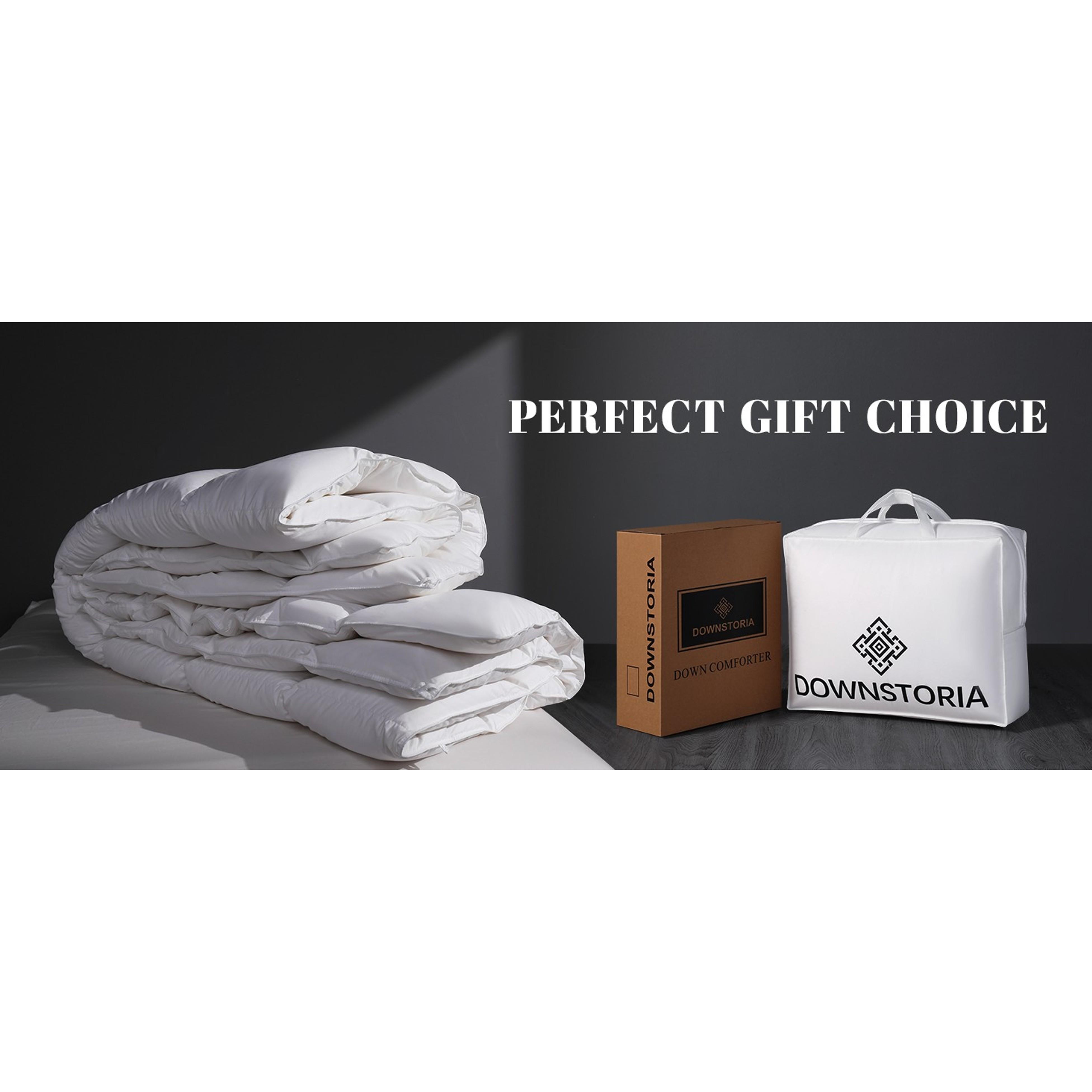 Feather Down Comforter Queen Size Duvet Insert, Light Weight True Baffle-Box Noiseless Bedding Comforters, Soft Hotel Collection Bed Comforter, Medium Warmth - White, 90 X 90 in.