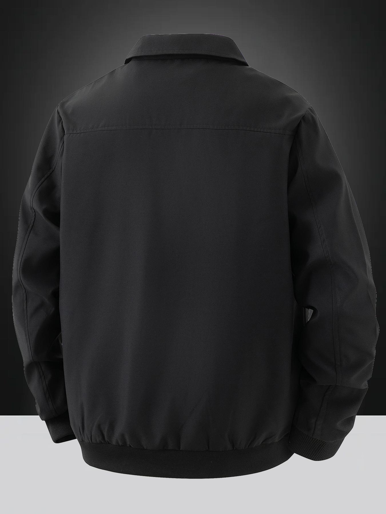 Men's lightweight casual jacket, Casual wear coat, zipper closure, lapel design, simple solid color business jacket, 100% polyester fiber, machine washable, easy to maintain fabric, suitable for work, travel and formal wear, spring and autumn seasons