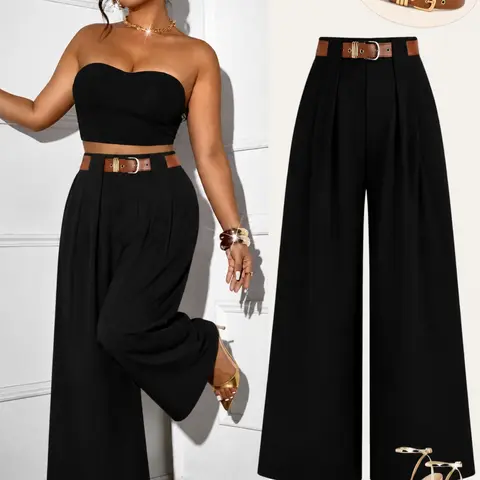 Women’s Plus Size High Waisted Wide Leg Pants, Pleated Front Trousers, Elegant Office Workwear, Corporate Attire, Business Casual Commuter Outfits, Trendy