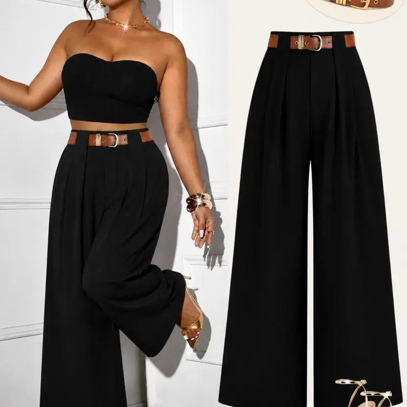 Women’s Plus Size High Waisted Wide Leg Pants, Pleated Front Trousers, Elegant Office Workwear, Corporate Attire, Business Casual Commuter Outfits, Trendy