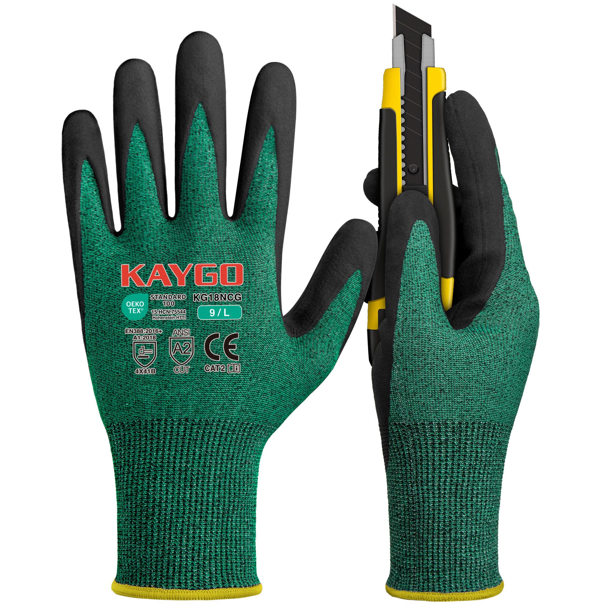 KAYGO Safety Work Gloves MicroFoam Nitrile Coated, KG18NB,Seamless Knit Nylon Glove with Black Micro-Foam Nitrile Grip, Ideal for General Purpose, Automotive, Home Improvement