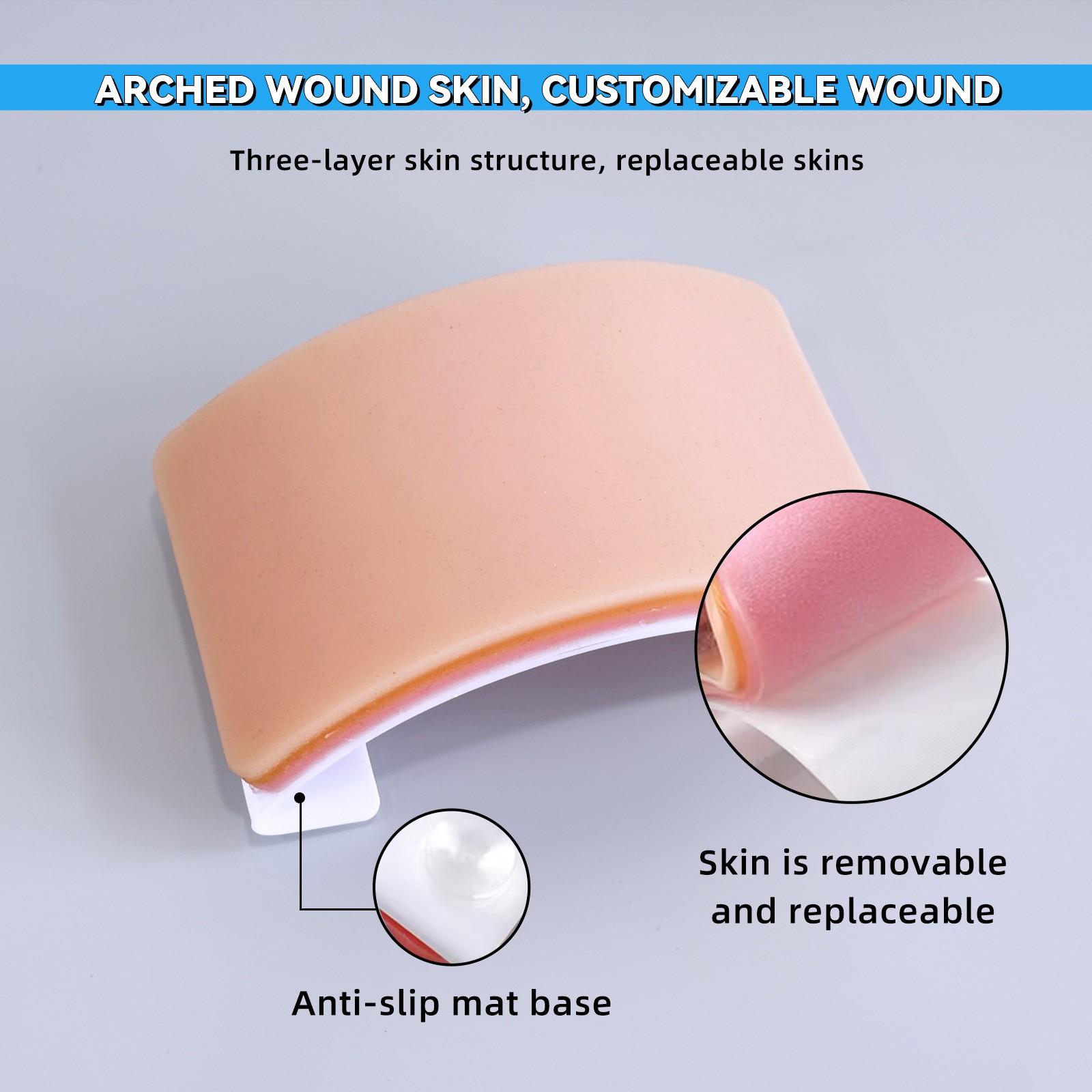 [12PCS-Suturing Training Model] - Student Learning Training Simulator Pad, Silicone Material Model, Tool Kit + 1 Simulated Arched Skin Training Pad, Suitable for Wound Suturing Training, For Educational Use Only.