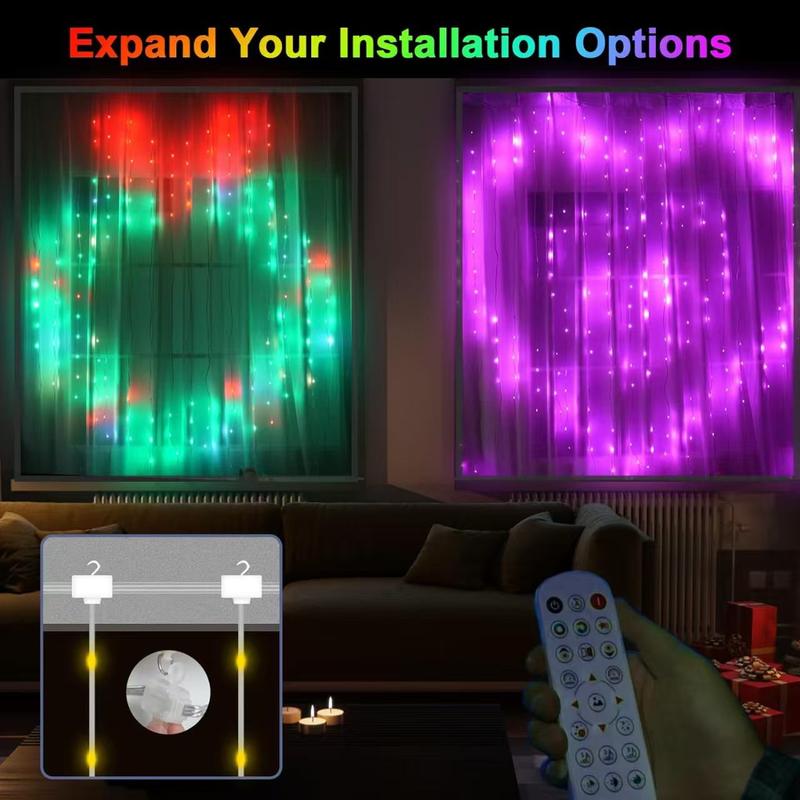 Smart LED Curtain Lights with 400 LEDs, 10x10ft Large & App/Remote Control, USB Powered for Bedroom, Christmas Party, Wedding, Outdoor, Wall, Jellyfish & Lava Lamp Style Decoration