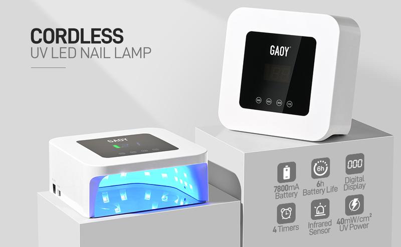 GAOY Cordless UV LED Nail Lamp for Gel Nails, Rechargeable UV Light, Professional Nail Dryer with 4 Timers, Automatic Sensor and Sensitive Mode for Fast Curing, White