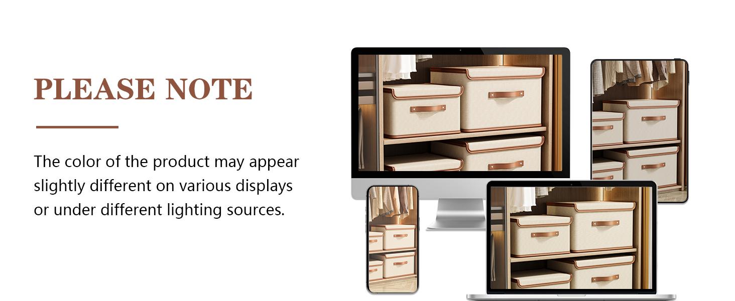 2 Pack Storage Bins with Lids, Collapsible Closet Organizer Container, Fabric Organizer Box with Handles, Decorative Storage Boxes with Lids for Organizing Clothes, Books, File, White, Large