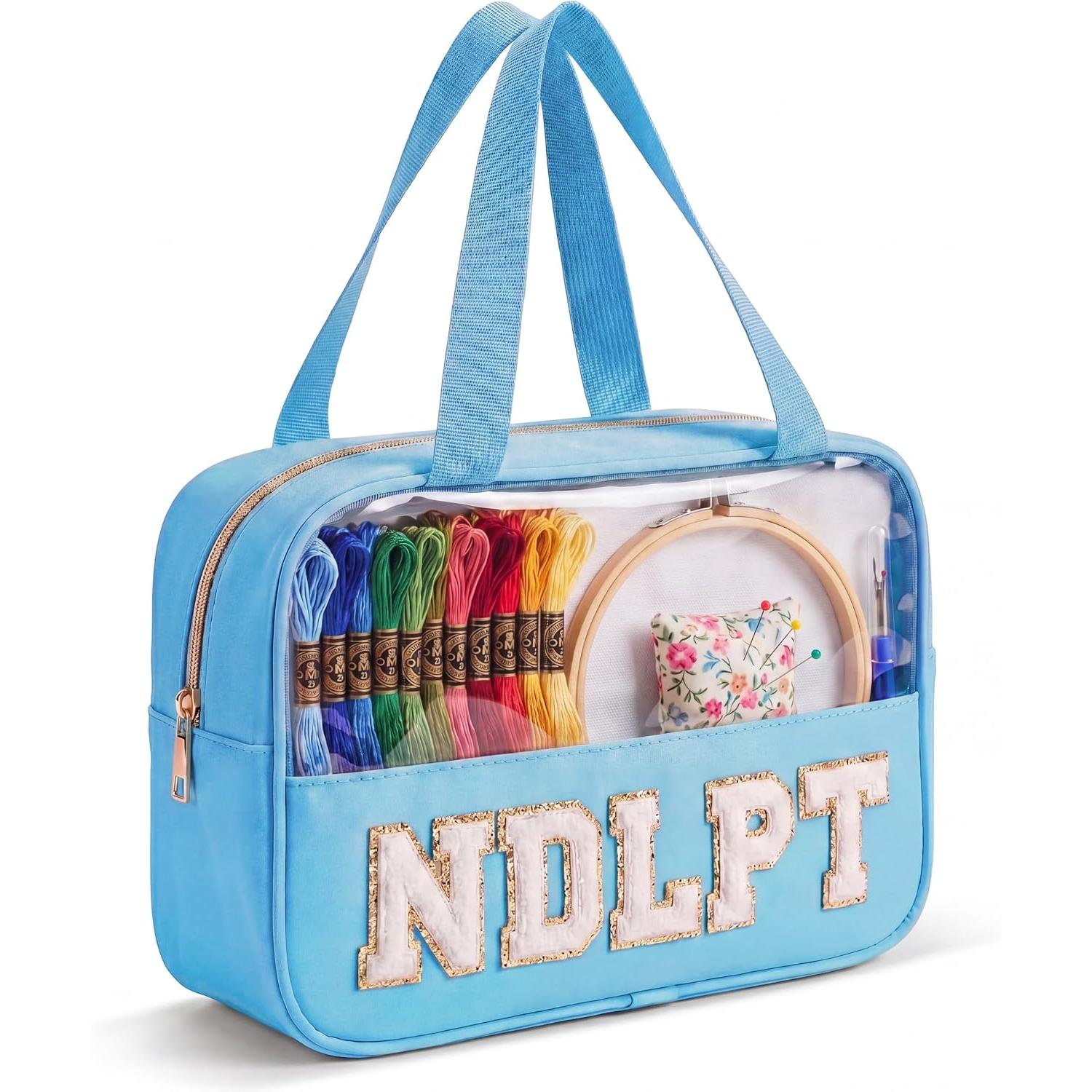 Needlepoint Project Bag Sewing Gifts Embroidery Sewing Bag Craft Storage Organizer NDLPT Clear Zip Pouch Bag