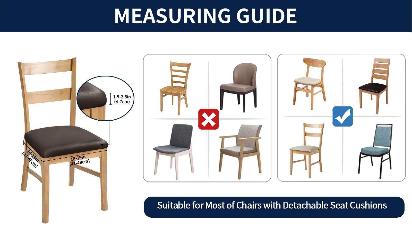 Easy-Going Removable PU Seat Covers Set of 4/6, Christmas Stain Resistant Waterproof Slipcovers with Ties, Washable Chair Cushion Protector for Dining Room, Office, Home