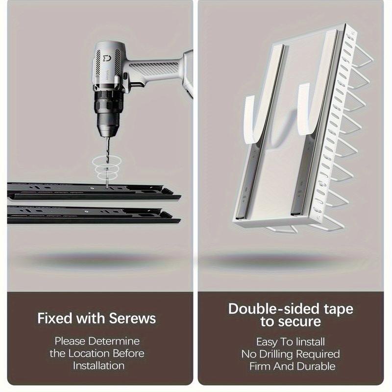 Adjustable Pull-Out Drawer Organizer, Adjustable Dividers, Expandable Kitchen and Bathroom Storage Cabinet with Adhesive, Easy Installation, Space-Saving Sliding Shelves