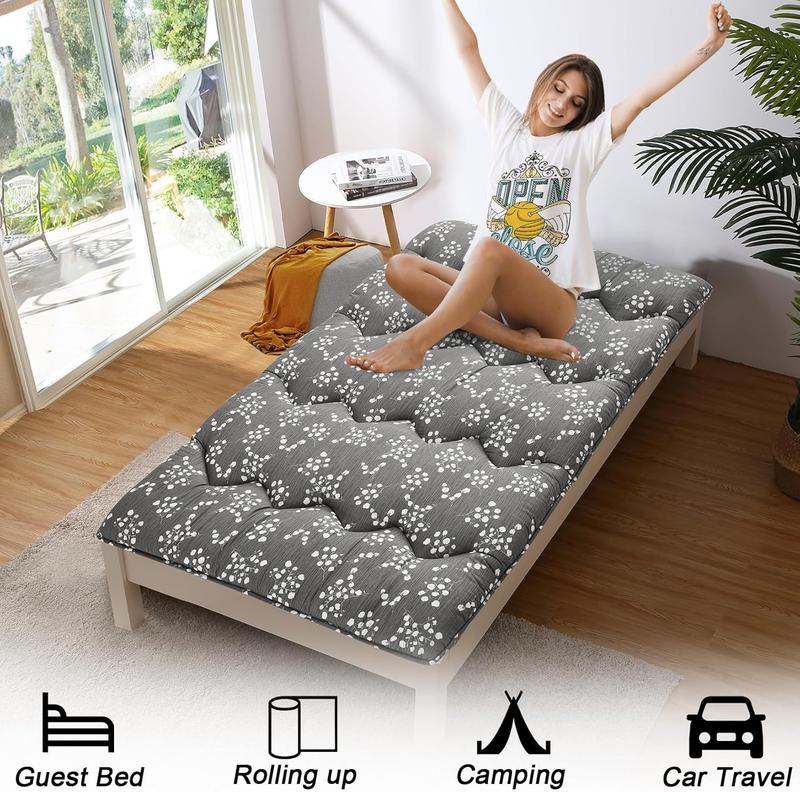 Floral Pattern Japanese Futon Mattress for Adults, Twin Full Size Futon Mattress for Guest Room Kids Room, Sleeping Mattress for Floor Roll Up Camping Mattress Floral Pattern Japanese Futon Mattress for Adults, Twin Full Size Futon Mattress for Guest Room Kids Room, Sleeping Mattress for Floor Roll Up Camping Mattress