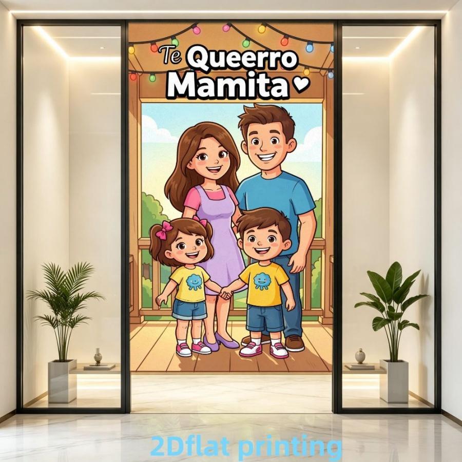 2D Flat Banner 1pc, Family Portrait Background Cloth, Mother's Day Blessing Curtain, Home Party Decor, Polyester Material, Multiple Sizes Available