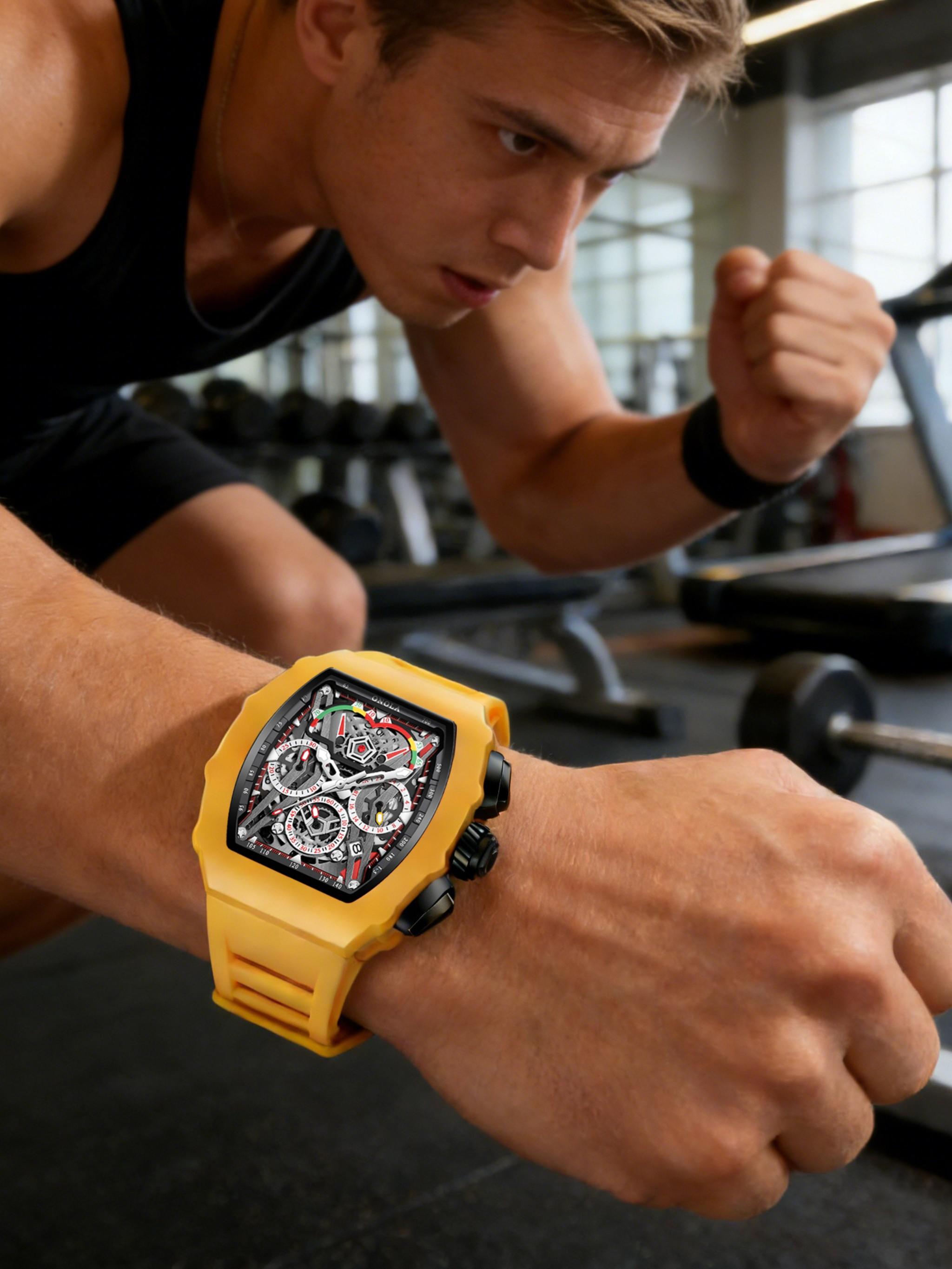 Onola Fashion Men's Quartz Watch, Multi-Function Timer, Waterproof Glowing Sports Watch for Outdoor Use, Perfect Gift for Any Occasion, Skeleton Watches