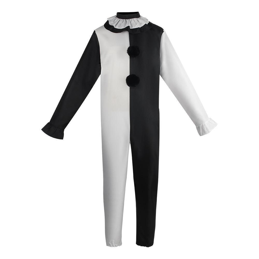 Terrifier Art the Clown Female Costume Full Set - Polyester Horror Cosplay Jumpsuit/Dress with Gloves, Black and White Halloween Party Outfit for Women, Size S with Mask, Accessories, Killer Clowns