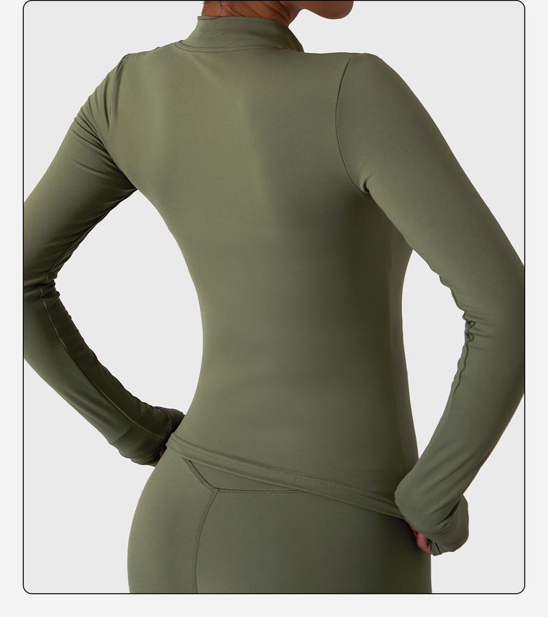 Women's Lightweight Full Zip Running Sports Jacket Workout Slim Yoga Sweatshirt with Thumbholes Athleisure Style