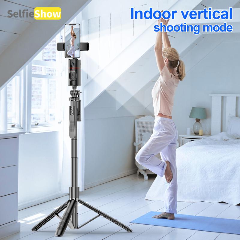 SELFIESHOW 360-Degree Intelligent Face Tracking Gimbal, Smart Gesture Recognition Selfie Stick with Tripod & Fill Light, Selfie Accessories for iOS & Android, Phone