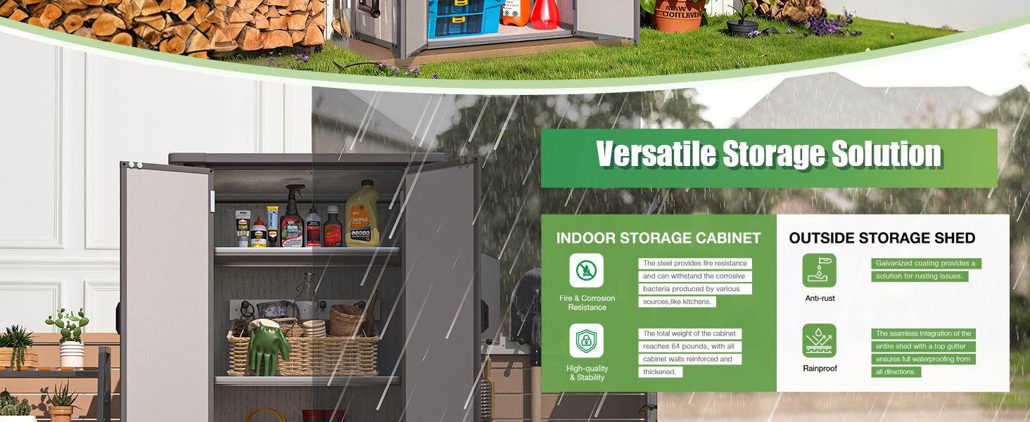 Heavy-Duty Resin Outdoor Storage Shed – Waterproof Vertical Cabinet with Adjustable Shelves, Reinforced Floor & Durable All-Weather Design