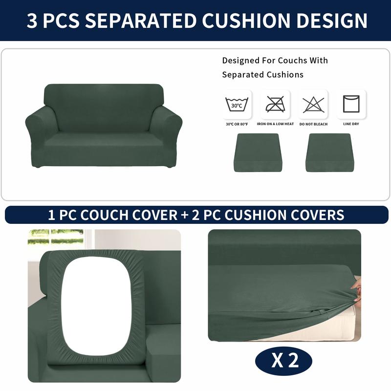 Easy-Going Stretch Soft Couch Cover for Dogs, Christmas Slipcover for Sofa with 1/2/3 Seperated Cushions, Washable Elastic Furniture Protector for Pets, Kids, Livingroom
