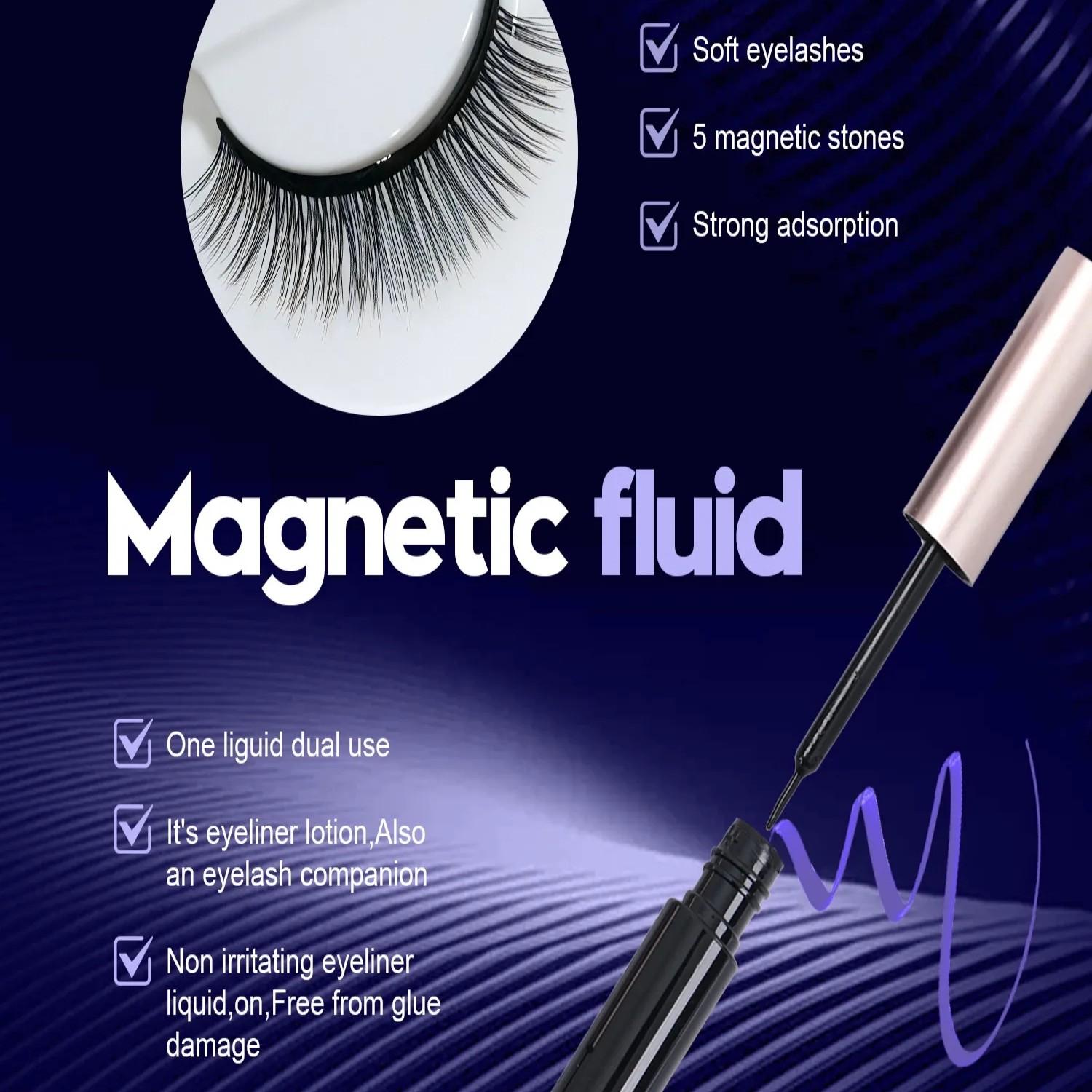 5 Pairs Magnetic Eyelashes with Eyeliner Kit, Reusable Natural Wispy False Lashes, No Glue Magnetic Lashes Set with Applicator, Easy to Wear for Beginners & Daily Makeup