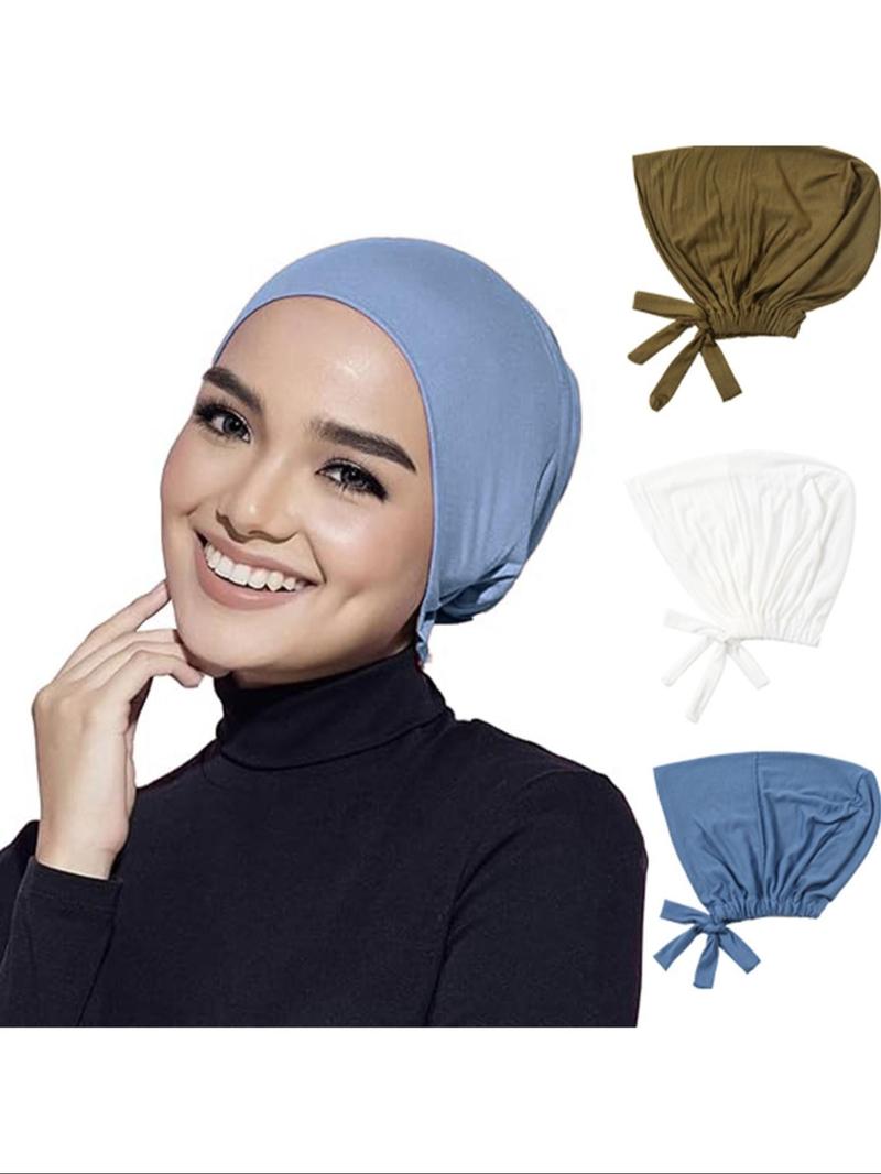 3pcs Satin Inner Caps for Hijab Wearers, Breathable Hair Care Accessories, Promote Scalp Health and Hair Growth, Jersey Hijabs for Various Occasions