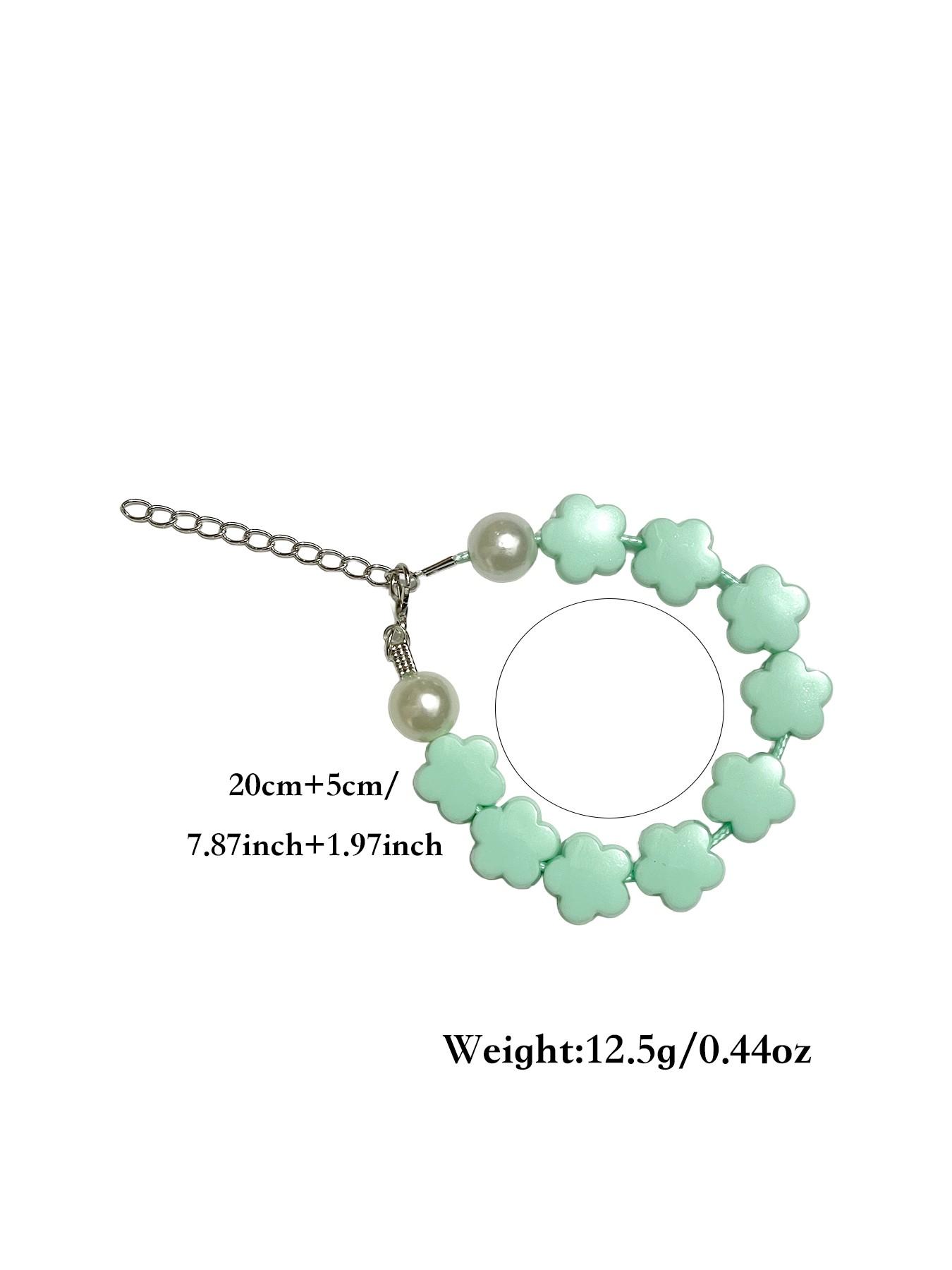 Cute Multi-Color Resin Pearl Bracelet, Five-Petal Flower Design, Y2K Style, Perfect for Daily Wear, Gifts, All Seasons