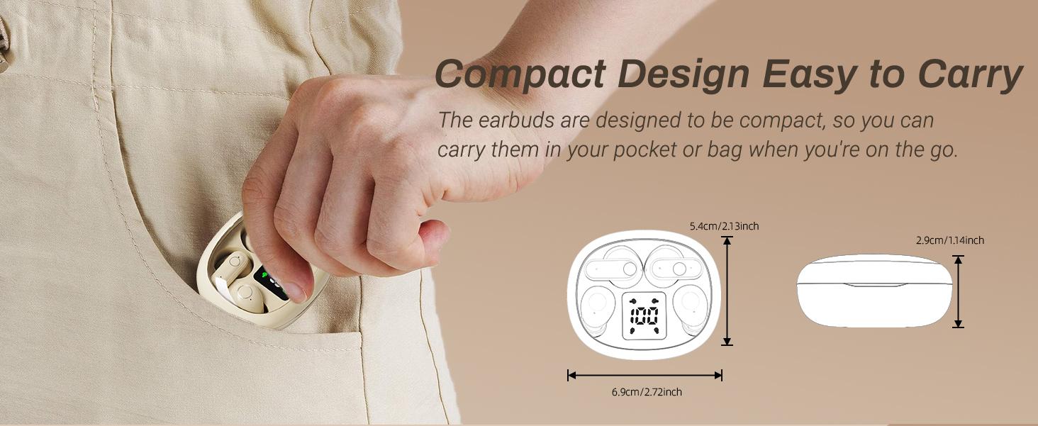 MSHUKCOE Mini Bluetooth 5.4 Wireless Earbuds with Noise-Reducing Technology, 36 Hours Battery Life, Clear Calls, Waterproof, and Touch Control for Sleep, Work, and Sport - Charging