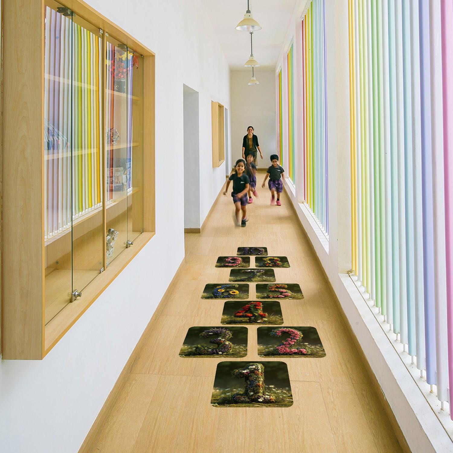 DIY Hopscotch Floor Decals, Self-Adhesive & Reusable Number Stickers 1-10, Create Instant Play Space, Fun Kids Activity Decor