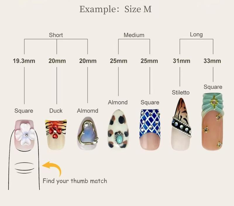 Loris:20sets handmade press-on nails selectable size and length random style