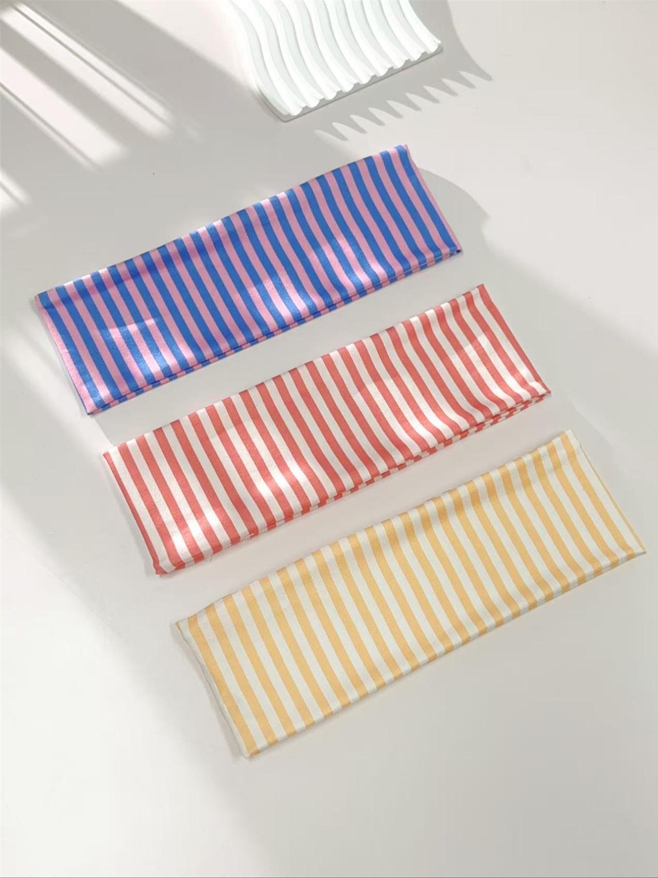 Women's Elegant Sweet Striped Printed Elastic Sports Headbands, Suitable for Daily Use, Yoga, Running, Sweat-Absorbing Hair Accessories, Workout Headband