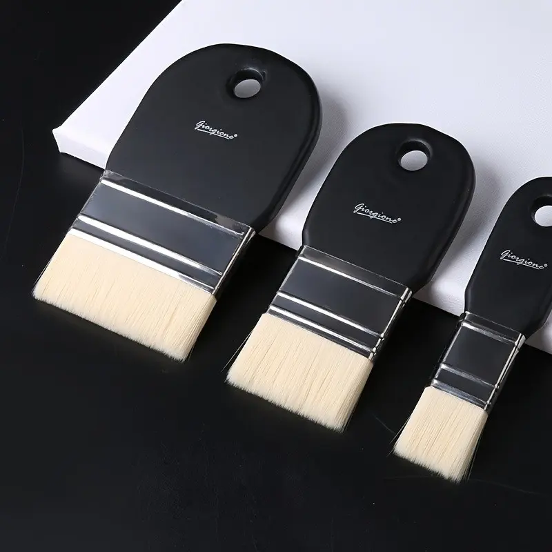 3-Piece Paint Brush Set, Flat and Angle Brushes for Latex and Oil Painting, Home Decor, Artists, Students, Watercolor