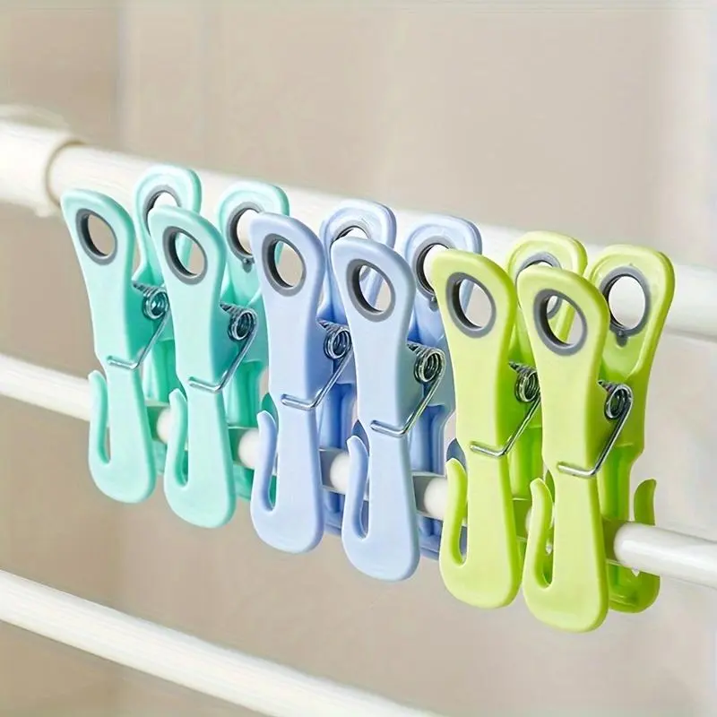 24pcs Heavy-Duty Windproof Clothes Pegs - Multi-Functional Anti-Tipping Multi-Purpose Clips, Durable Plastic Material, Strong Grip, Vibrant Colors (Random Color) (Green/Yellow/Blue/White) - Outdoor Drying Essentials, Towel Holder, Practical Design