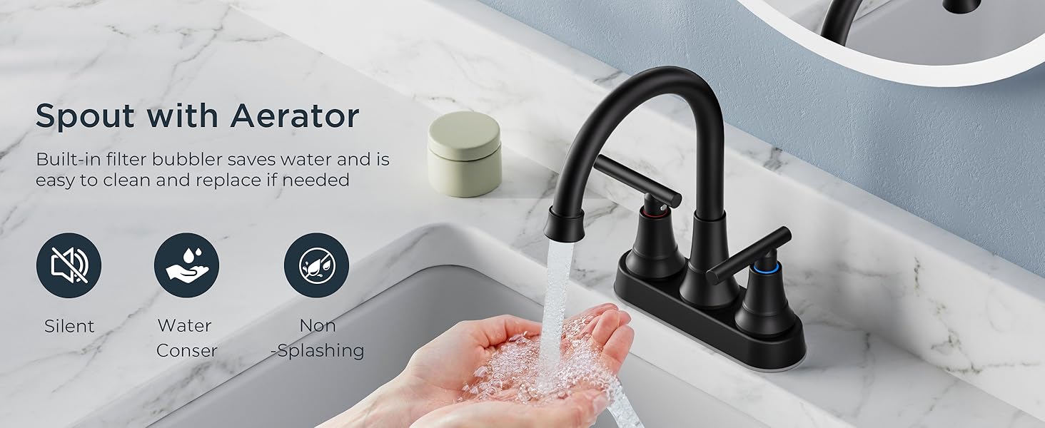 FORIOUS Bathroom Faucets 3 Hole, Bathroom Sink with Pop up Drain, Lead-Free Two Handles 4 Inch Bathroom Sink Faucet for Basin,Vanity, Farmhouse