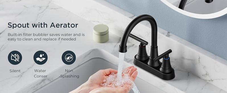 FORIOUS Bathroom Faucets 3 Hole, Bathroom Sink with Pop up Drain, Lead-Free Two Handles 4 Inch Bathroom Sink Faucet for Basin,Vanity, Farmhouse